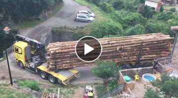 Amazing Biggest Logging Truck Drivers Operator, Oversize Load Heavy Equipment Working